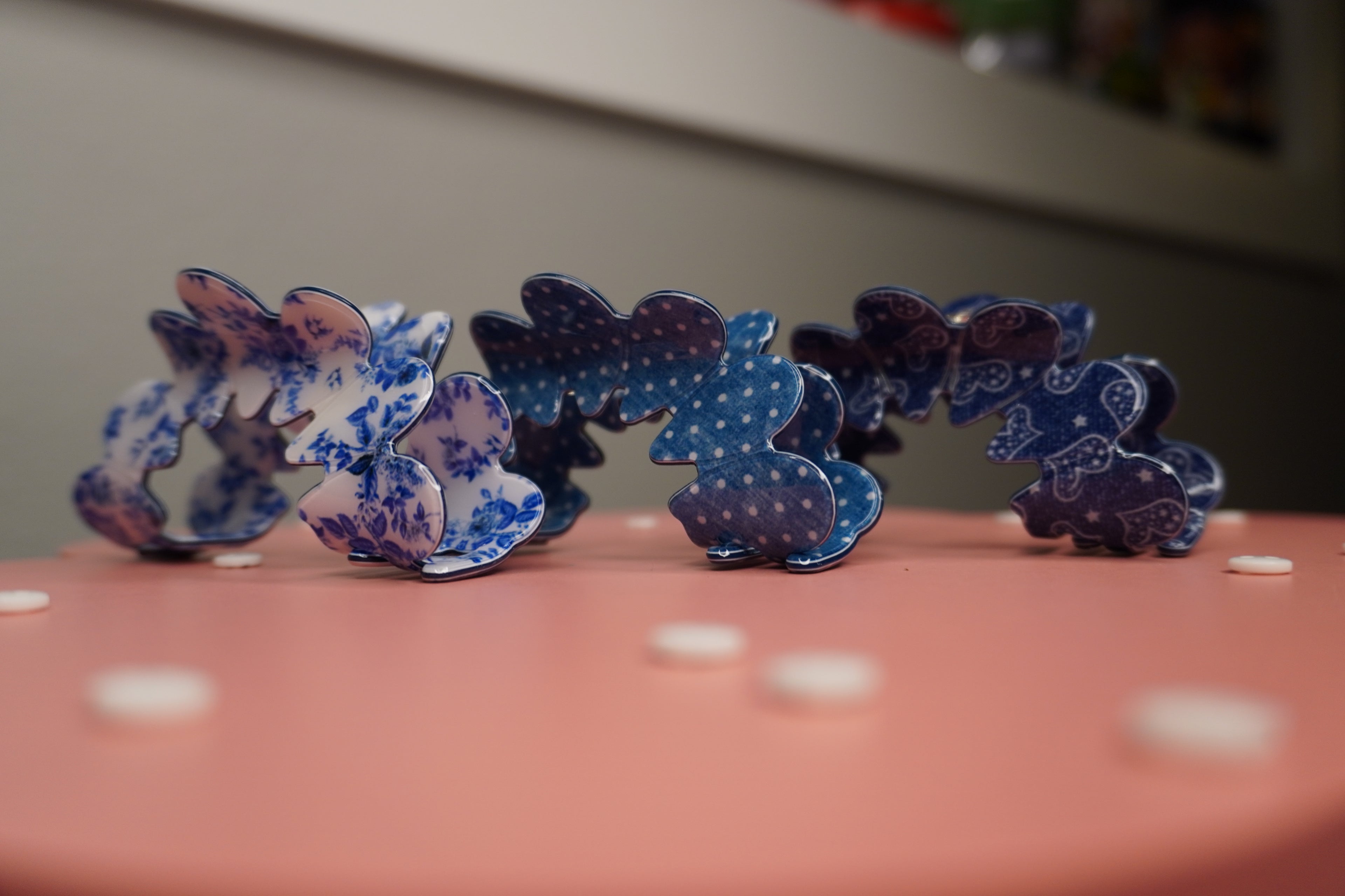 Porcelain Style Half Moon Claw Clips