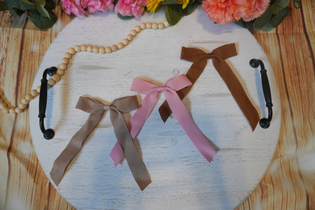 Suede Ribbon Bow- Thin